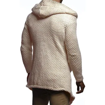 Jar nový sveter pánske módne farbou Slim bežné kapucňou vlny kabát na jeseň Dlhý sveter sveter pánske oblečenie