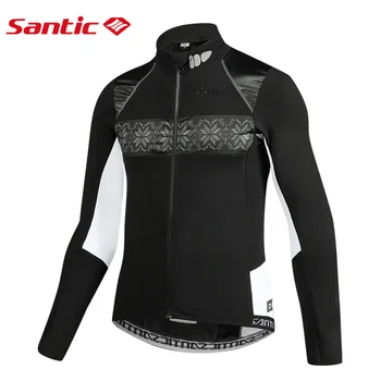 Santic Mužov Cyklistické Bundy Pro Fit SANTIC TEPLEJ+ Textílie Cyklistické Fleece Bundy Kabáty Tepelnej Bundy Udržať v Teple Ázijské veľkosť M7C01080