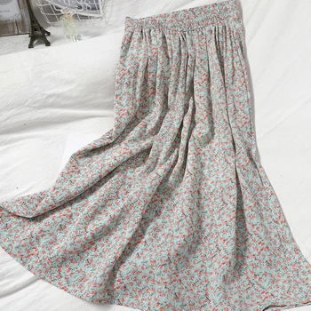 Letné šifón pláži Tlač Dlhé sukne all-zápas vysoký pás sladké kvetinové dámske sukne pre kórejský midi dlho vintage sukne Móda