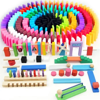 100ks Drevené Domino Inštitúcia Príslušenstvo Orgán Bloky Rainbow Skladačka Domino Montessori Vzdelávacie Hračky pre Deti,