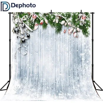 Dephoto Bezproblémové Fotografovanie Pozadia Vianočné Ozdoby snehom decoreted na Drevo Pozadí studio fondy fond foto štúdio