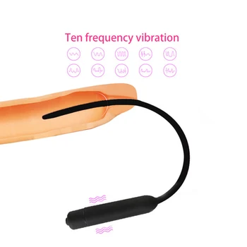 Uretrálne Dilatátory Mužský Penis Plug Upozorňuje Vloženie Uretrálne Plug Katéter Zvuky Vibrátor 10 Frekvencia Sexuálne Hračky pre Dospelých Mužov