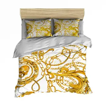 Barokové Umenie Nádherný Zlatý posteľná bielizeň Set Luxury Home Decor Posteľná Bielizeň Nastaviť 2/3 Kus s obliečka na Vankúš Jednej Dvojitej Plnej Kráľovná Veľkosť