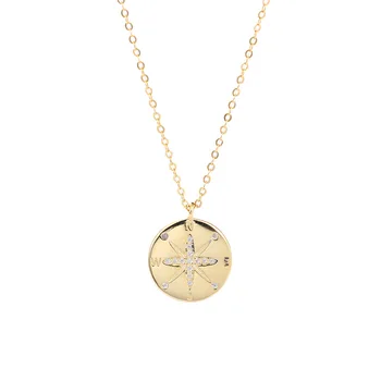 LouLeur 925 sterling silver gold kompas list prívesok náhrdelník kolo tvorivé elegantné elegantný náhrdelník pre ženy, jemné šperky