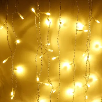 Vianočné vonkajšie dekorácie 3,5 m Časti 0.4-0.6 m opony cencúľ string led svetlá 220V/110V Nový rok Záhrade Vianoce Svadobné Party