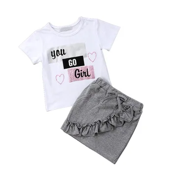 Dievčenské Šaty Letné Oblečenie Set pre Roztomilé Dievčatá Krátke Sleeve T-shirt Mini Sukne Oblečenie Set pre Dieťa Dievča Deti Oblečenie