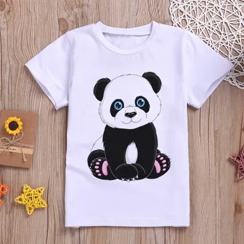 V lete roku 2019 Nové Pohode Chlapci Tričko Tanec Panda Tričko Deti Legrační Karikatúra Tlač T-shirt Dievča Bežné Biele Šaty, Krátky Rukáv