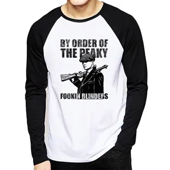 Nové Peaky Blinder T Shirt Mužov Peaky Klapky Oblečenie Lumbálna Tričko Dlhý Rukáv Bežné Tee Tričko Vytlačí Topy Muži T-Shirt