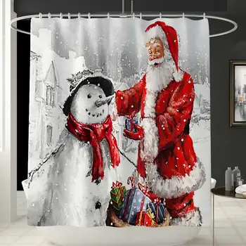 Veselé Vianoce Sprchový Záves Santa Kúpeľňa Nastaviť Snehuliak Bell Tvarované Sprchový Záves Non-slip Wc Kryt Podlahy Mat Koberec