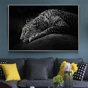 Maliarske plátno Lev, Tiger a Leopard, Čiernu a Bielu Plagáty a Vytlačí Zvieratá Zviera Wall Art Obrázok pre Obývacia Izba Dekor