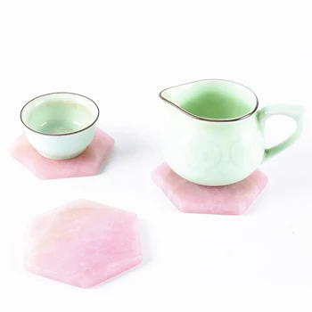 Prírodné šesťhranné rose powder crystal teacup tepelný štít reiki liečenie čakier gem vlastnosti