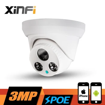 XINFI HD 3MP 1080P PoE IP Dome Kamera Nočného Videnia ONVIF H. 265 Vzdialený pohľad CCTV POE kamery Domáce Vnútorné VAČKY FHD Sieťová Kamera