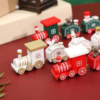 5 Uzlov Malý Vianočný Vlak Drevené Vianočné Ozdoby, Dekorácie Pre Domov Santa Claus Deti Hračky Roztomilý Nový Rok Darčeky Navidad 2021