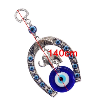 Turecký Blue Eye Podkovy s Slon a Stuhou Stene Visí Amulet Etnických Šťastie Darček Prívesky Domov Auto Závesné Dekorácie