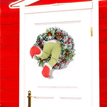 Domáce Dekorácie Vianočný Veniec Zlodej Ukradol Plnené Elf Nohy 16 Palcov na Vianoce Thanksgivings Predné Dvere Dekorácie
