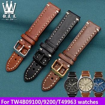 Originálne kožené hodinky remienok pre TIMEX TW4B09100 / 9200 / T49963 série náramok Mužov čierny hnedý náramok 20 mm 21 mm