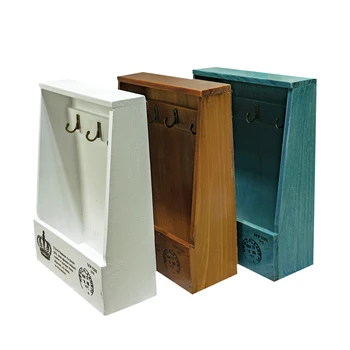 Drevené Kľúča Držiteľa Box so 6 Háčikmi na Stenu Handmade s Rustikálny Povrch pre Domova WF