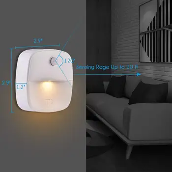 Nočné Svetlo Snímač Pohybu Teplá Biela LED, Spálne, Skrine, Kuchyne, Chodby Stick-Na Energeticky Úsporné Kompaktné-2-pack