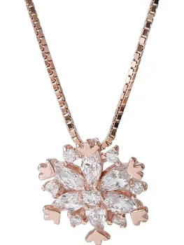 925 Sterling Silver Náhrdelník pre Ženy Crystal Snowflake Prívesok Náhrdelník Reťazca Trendy Šperkov, Veľkoobchod