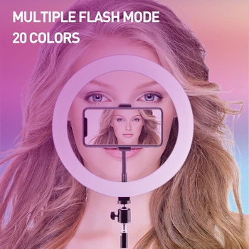 10 Palcový RGB Farebné Krúžok LED Svetlo s Statívy Stojan, Držiak pre Mobilný telefón Selfie Fotografické služby Youtube Live make-up Studio