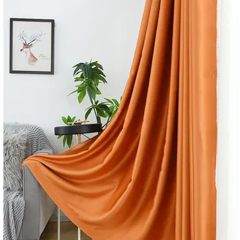 Moderné Luxusné Európe Elegantné Orange Hodváb Ako Blackout Závesy pre Obývacia Izba Tepelne Izolované Spálňa Závesy Pripravené