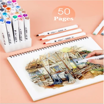 1 ks A4 Značku Pad 50 Listov Profesionálne Č Prieniku Papier na Kreslenie Album Sketchbook Pre Študentov Umelcov, maliarov