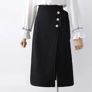 Nové Formálne A-line Sukne Ženy Krajky-Up motýlik Midi Office Lady Elegantné Sukne Midi Pracovné oblečenie Vintage Jeseň Zima 2020