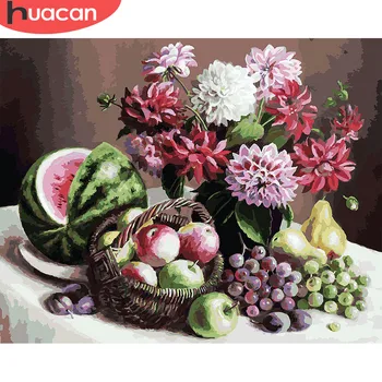 HUACAN Maľby Číslo Ovocie HandPainted Súpravy Kresliace Plátno DIY Olej Obrázky Kvet Domáce Dekorácie Umenie Darček