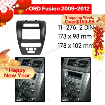 Rádio Facia Pre FORD Fusion 2009-2012 (Black) 2DIN Držiak pre dvd prehrávač Fascia Auto Stereo Rádio Installtion Dash