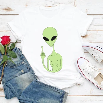 Ženy Oblečenie Mimozemské UFO Priestor Vesmíru Tlač Roztomilé Lady Letné Tričko Zena Top T Grafické Tshirts Ladies Dámske Tričko T-Shirt