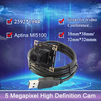 ELP Aptina MI5100 Snímač 5 Megapixelový Manuálne Zaostrenie UVC OTG podpora USB Modul Kamery 5MP Kameru pre Linux, Android a Windows, MAC
