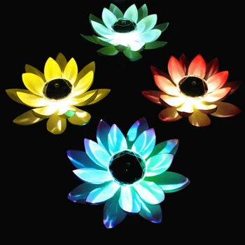 Plávajúce Lotus Solárny Nočné Svetlo LED úsporná Lotus Bazén Krajiny Na Záhrade Bazén, Rybník Fontána Dekorácie 28 cm