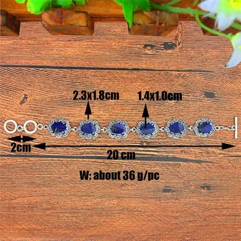 Oválne Lapis Lazuli Kameň Náramok Slivka Kvet Dizajn Retro Vzhľad Starožitného Striebra Plátovaného Módne Šperky TB341