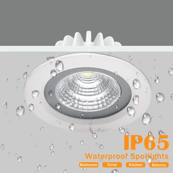 Led Ip65 Downlight COB Downlight Vstavané Led Stropné Svietidlo 5W 7W 12W Led Spot Lampy, Kúpeľňa, Balkón, Wc Nepremokavé Osvetlenie