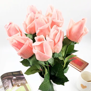 10pcs/set Rose Umelé Kvety, svadobné Kvety, Svadobné Kytice Latex Skutočný Dotyk Ruže Svadobné Kytice Domácej Strany Kvety