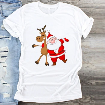Ženy, Dar Nového Roku Santa Claus Cartoon Veselé Vianoce Tlač Oblečenie Grafický Hornej T Shirt Ladies Ženské Tričká Tričko T-Shirt