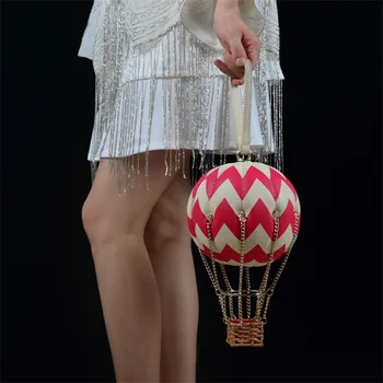 Kreatívne Teplovzdušný Balón Dámske Tašky Cez Rameno, Kockovaná Reťazca Dámy Prenosné Magnetickou Sponou Taška Messenger Kožené Tašky Žena