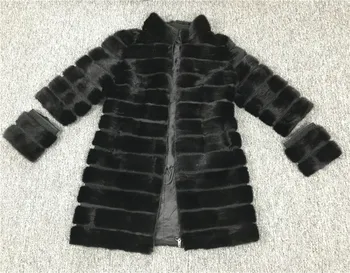 LIYAFUR Reálne Noriek Kožušinový Kabát pre Ženy Prírodné Pravý ruský kožuchy Luxusné Čierna Farba Vlastnú Veľkosť
