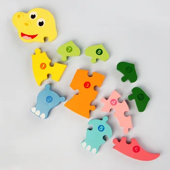 Cartoon Zvieracie Drevené 3D Puzzle Dieťa Montessori Hračky Pre Batoľatá Začiatku Vzdelávania, Poznávania Vzdelávacie Hračka, Skladačka