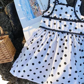 Letné Dievča Šaty francúzsky Polka Dot Deti Obliekať Deti Šaty pre Dievčatá Fashion Dievčatá Oblečenie 2020