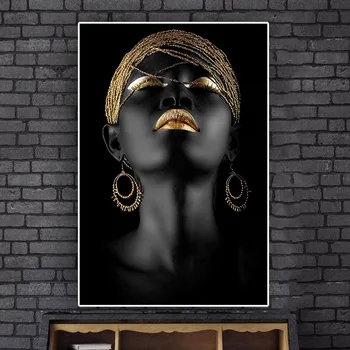 Čierne Africké Nahé Contemplator Žena, olejomaľba na Plátne, Plagáty a Vytlačí Škandinávskych Wall Art Obrázok pre obývacia izba