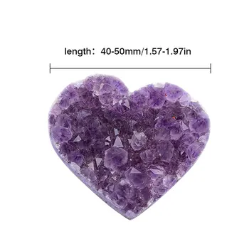1pc Prírodné Ametyst Crystal Love Heart Shape Quartz Liečivý Kameň Pre Domáce Dekorácie Ornament Fialová Feng Shui Kameň Dropship