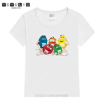 2020 dieťa čokoládové bôby MM tlač zábavné streetwear t shirt Chlapec/Dievča Anime Krátky Rukáv t-shirt 3D Detská Tričká