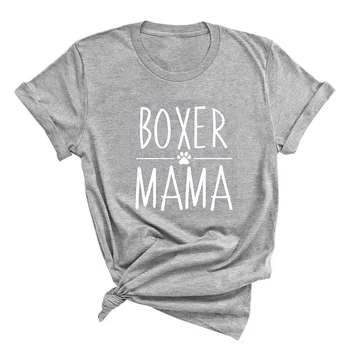 Boxer Mama Tričko Boxer Pes Mama Život Písmená Vytlačené T Shirt Ženy O-Krku Bežné Bavlna Zábavné Milovník Zvierat T-Shirt