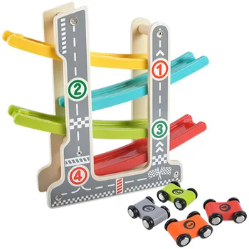 Drevené miniatúrne autíčko model chlapec dieťa drevené track list auto hry, deti puzzle chytiť lietanie auto hračka pre deti darček