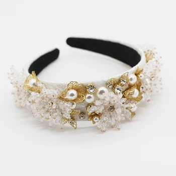 Nový Barokový módne temperament crystal pearl drahokamu vlasy príslušenstvo dámy strana ulici poraziť vlasy hoop 806