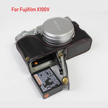 Prenosné PU Kožené puzdro Camera Bag kryt pre Fujifilm Fuji X100V X-100V Polovicu Tela, Nastavte Kryt Batérie Otvorenie
