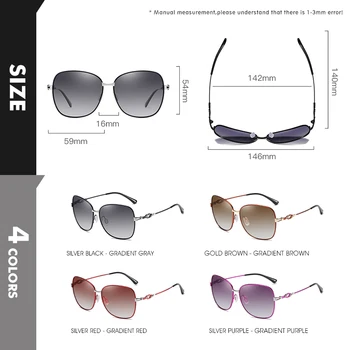 2020 Nové Polarizované slnečné Okuliare Ženy Gradient Objektív Nadrozmerná Dámy Námestie Slnečné okuliare, Luxusné Značky Lunette De Soleil Femme UV400