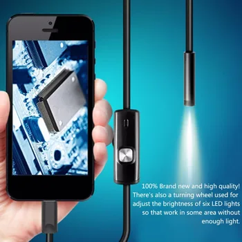 5,5 mm 7 mm Objektív 1m 2m 5m kábel USB, Android Endoskopu Fotoaparátu Kontrola Fotoaparát Borescope 6 Led svetlo PC USB Endoskop Fotoaparát
