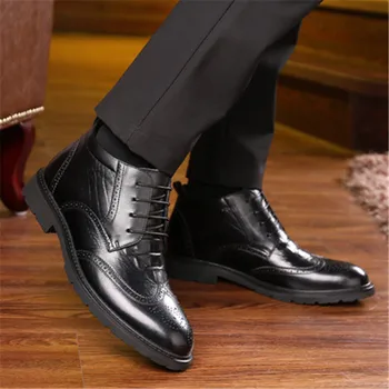 Zimné Semiš topánky high-top originálne kožené topánky obleku hrúbkou tepelnej bavlna topánky muž